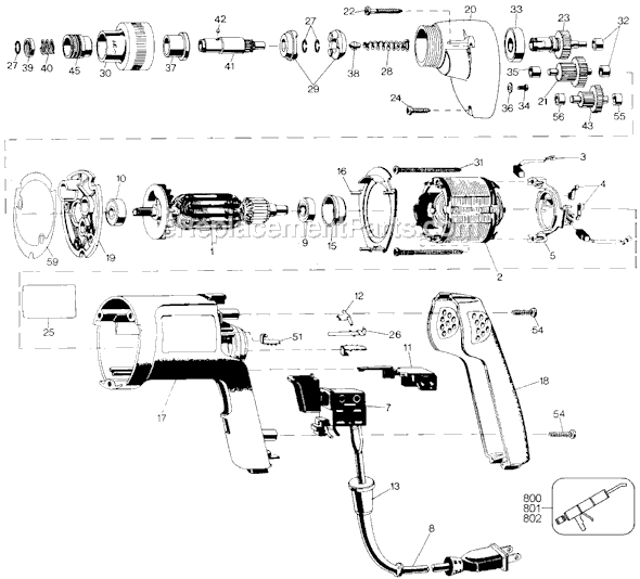 Page A Diagram and Parts List for 2046 Type 101 Black and Decker Electric Drill